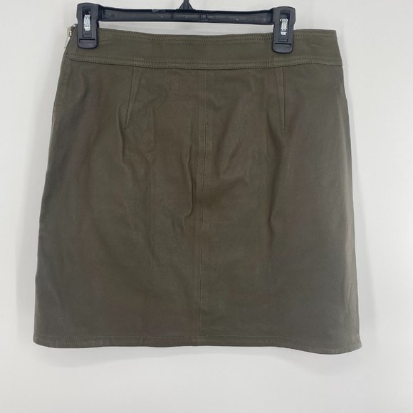 Helmut Lang NWT Olive Green Lamb Leather Fitted Mini Skirt Side Zip 8 New - Picture 3 of 9